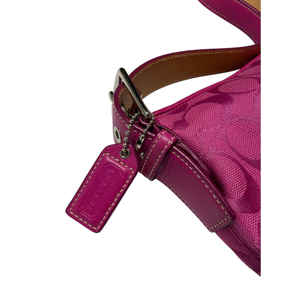 Coach Hampton Signature Baguette Demi Shoulder Purse in HOT PINK 6371 - Picture 10 of 16